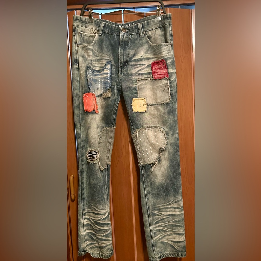 Imperious Men Skinny patch multicolored jeans Size 34x32